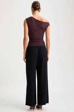 365 Asymmetric Ruched Side Top - Mulled Wine