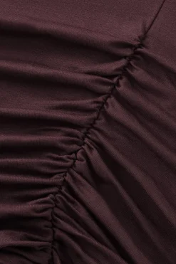365 Asymmetric Ruched Side Top - Mulled Wine