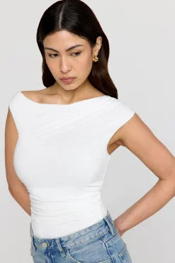 365 Asymmetric Ruched Side Top - Coconut Milk