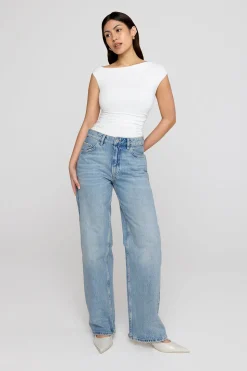 365 Asymmetric Ruched Side Top - Coconut Milk