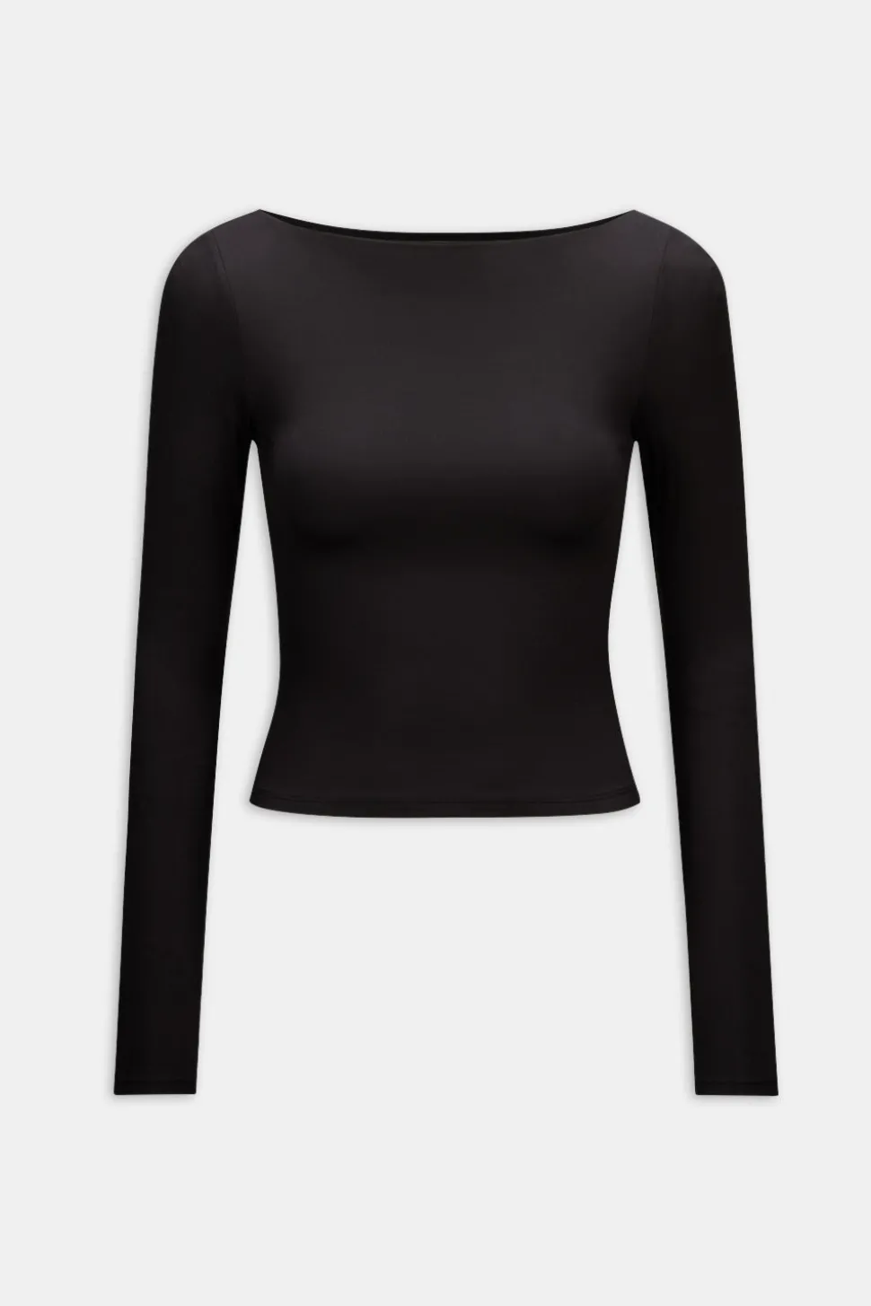 365 Boat Neck Long Sleeve Top - Shadow Black