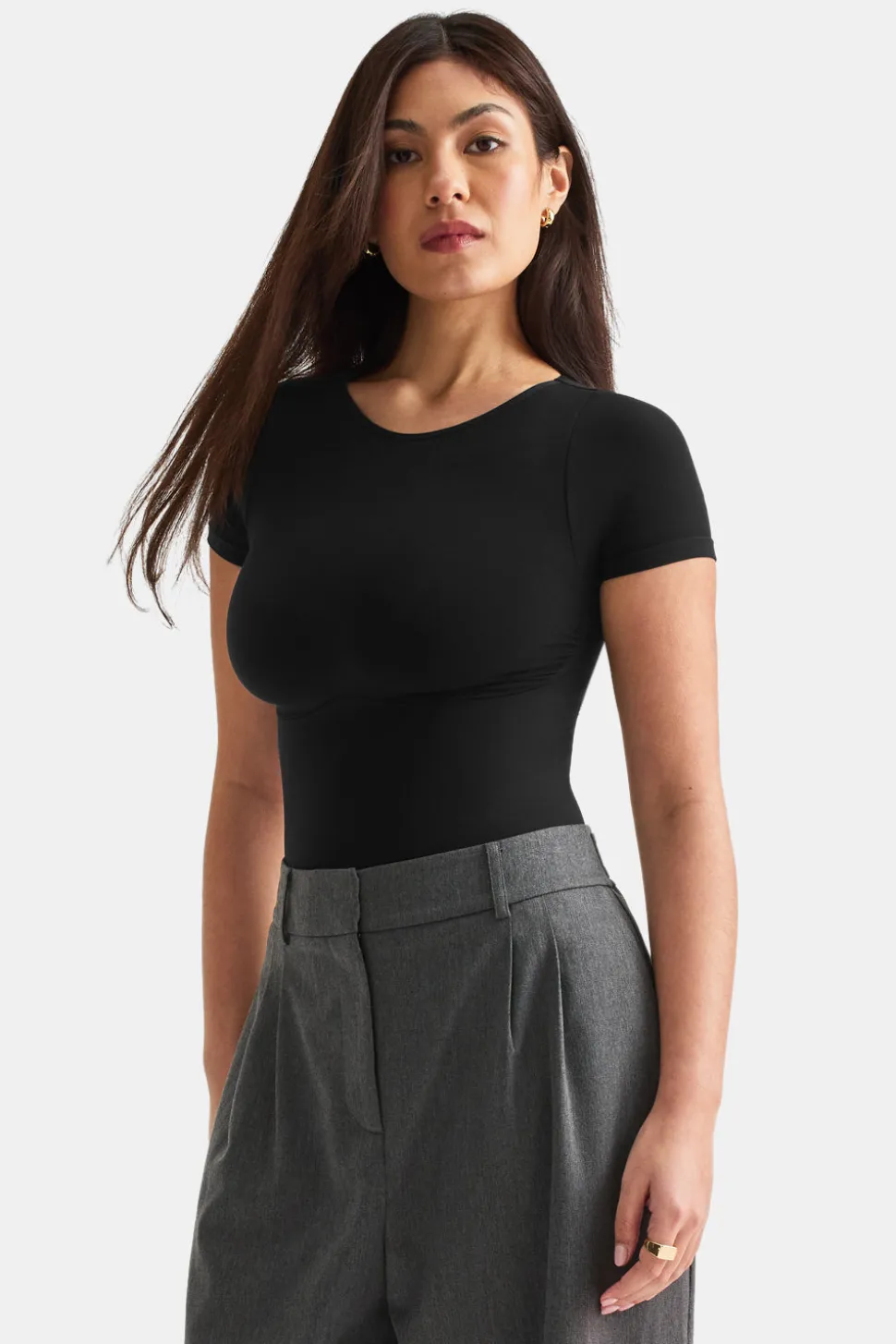 365 Contour Crew Neck Bodysuit - Shadow Black