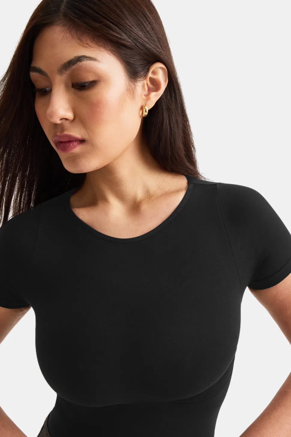 365 Contour Crew Neck Bodysuit - Shadow Black