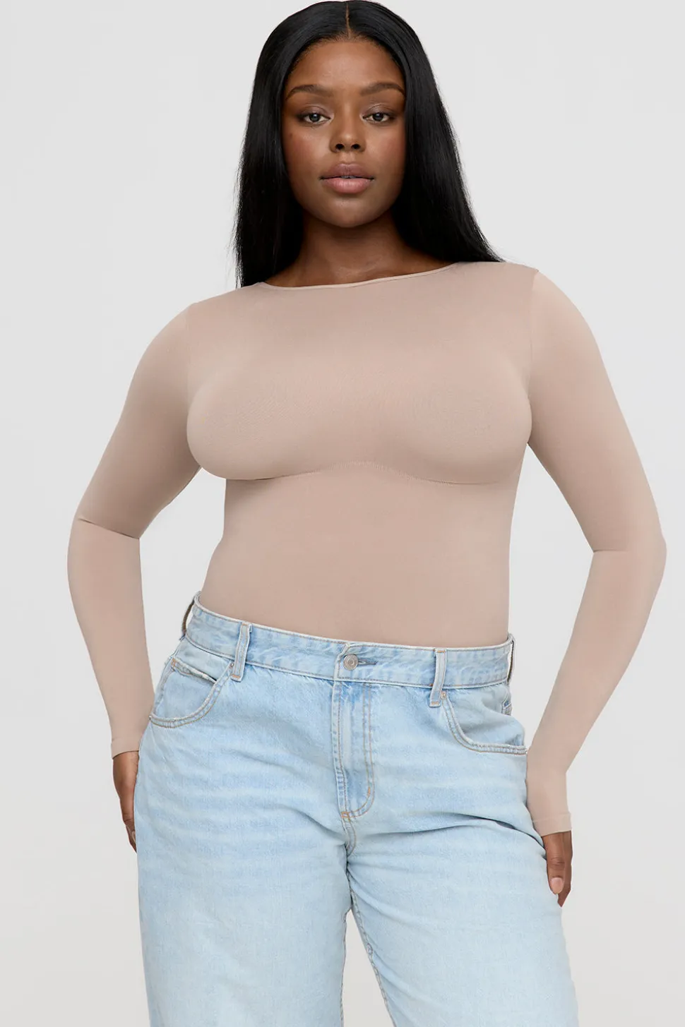 365 Contour Long Sleeve Bodysuit - Cappuccino