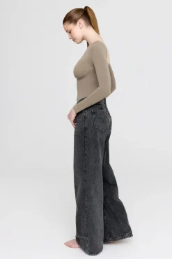 365 Contour Long Sleeve Bodysuit - Stone Khaki