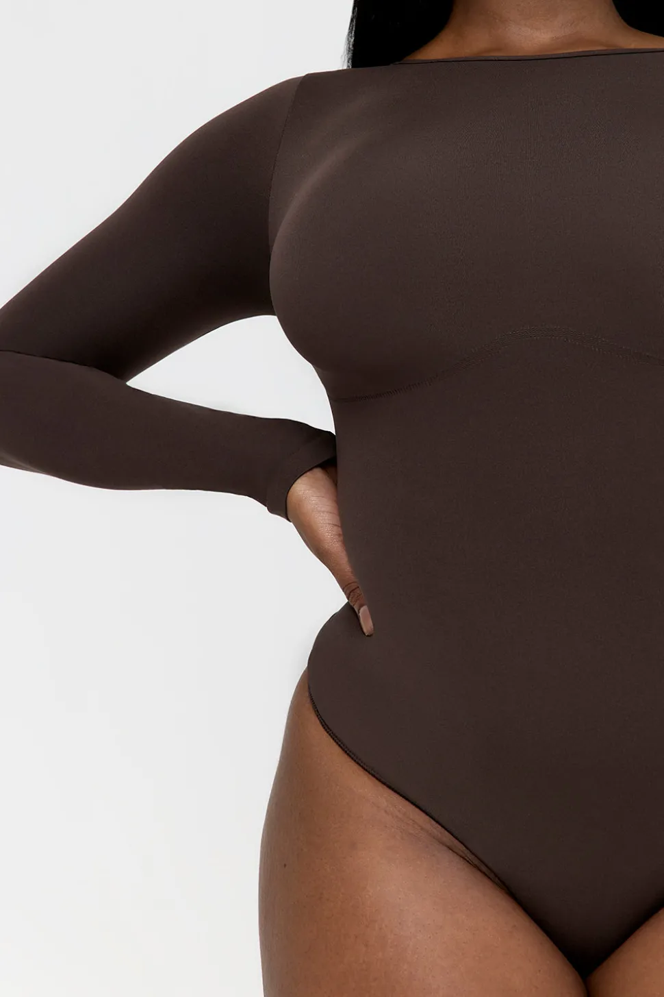365 Contour Long Sleeve Shaping Bodysuit - Espresso