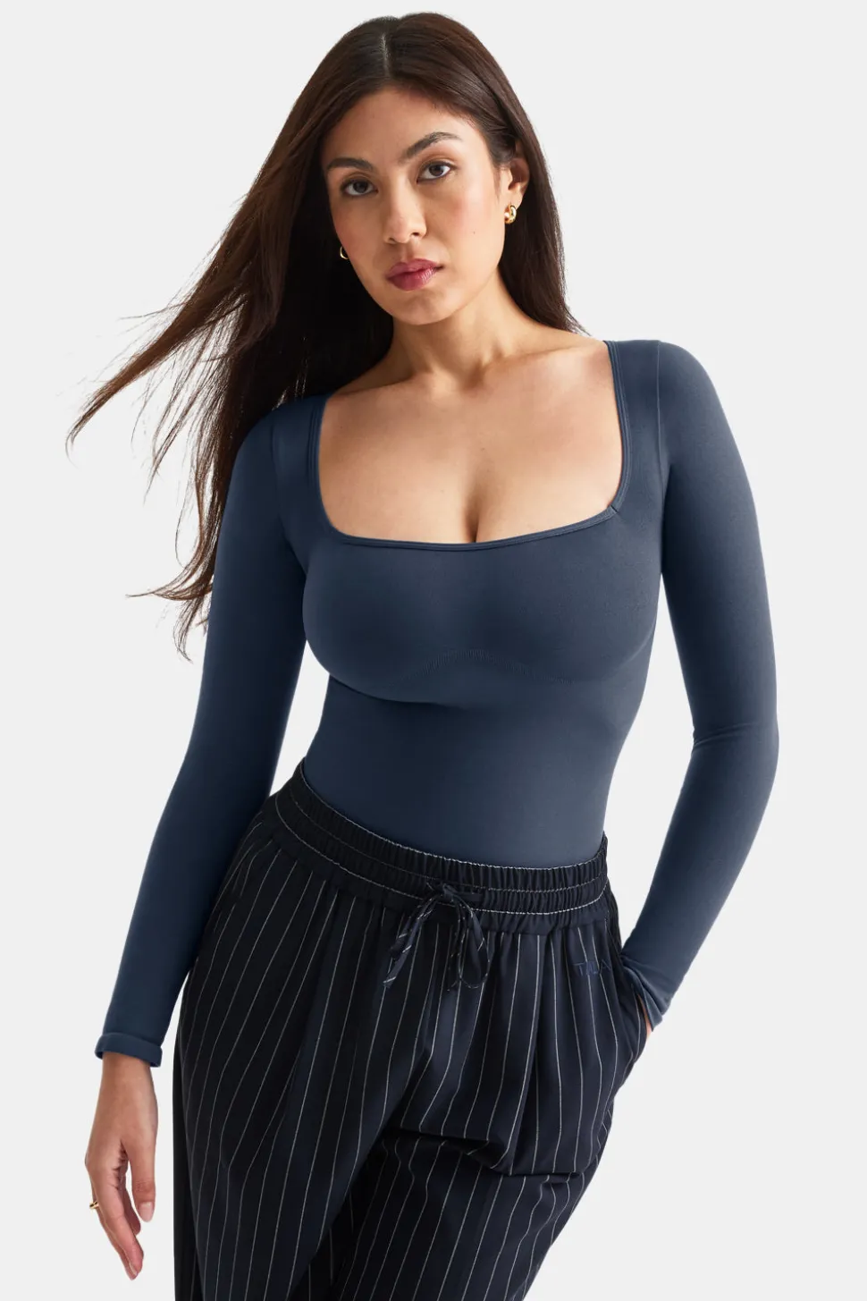 365 Contour Square Neck Bodysuit - Washed Navy