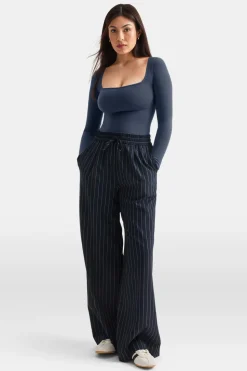 365 Contour Square Neck Bodysuit - Washed Navy