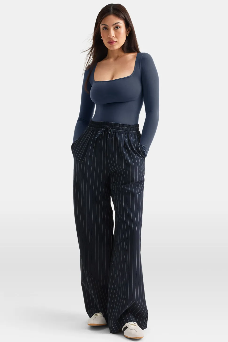 365 Contour Square Neck Bodysuit - Washed Navy