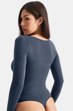 365 Contour Square Neck Bodysuit - Washed Navy