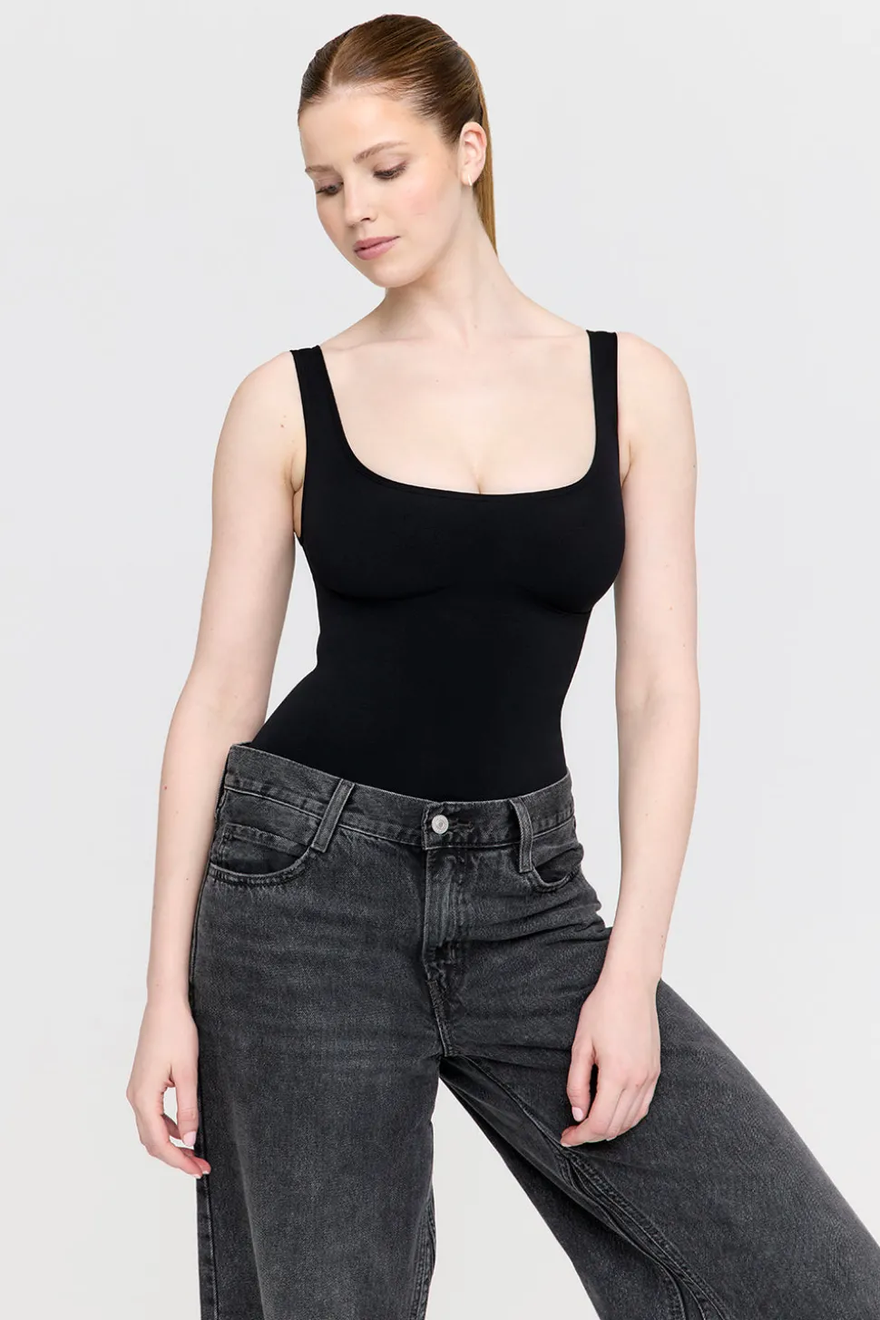 365 Contour Strappy Shaping Bodysuit - Shadow Black