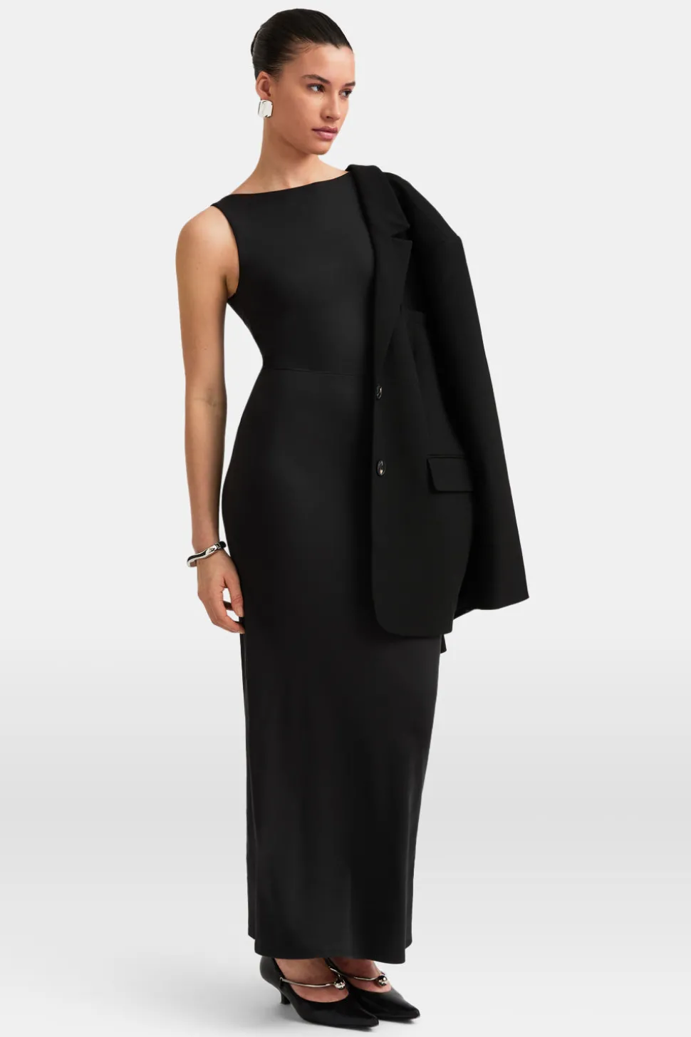 365 Open Back Maxi Dress - Shadow Black