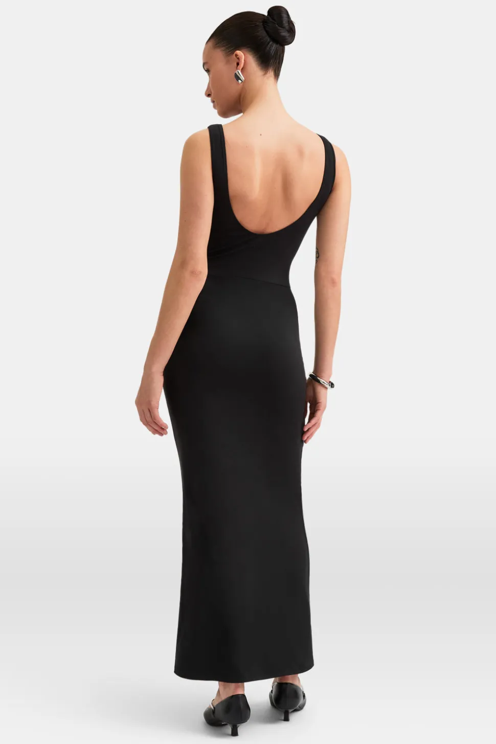 365 Open Back Maxi Dress - Shadow Black