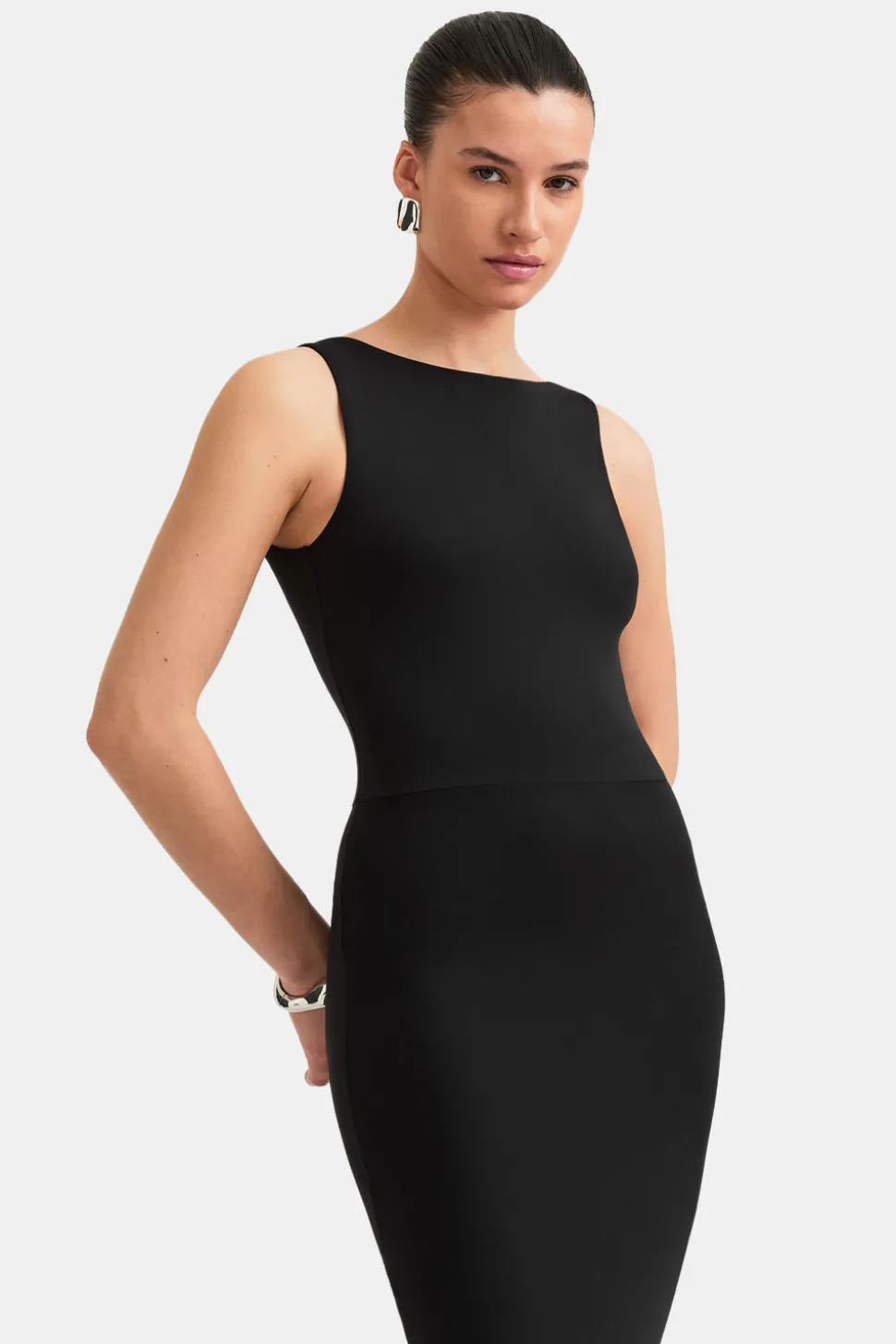 365 Open Back Maxi Dress - Shadow Black