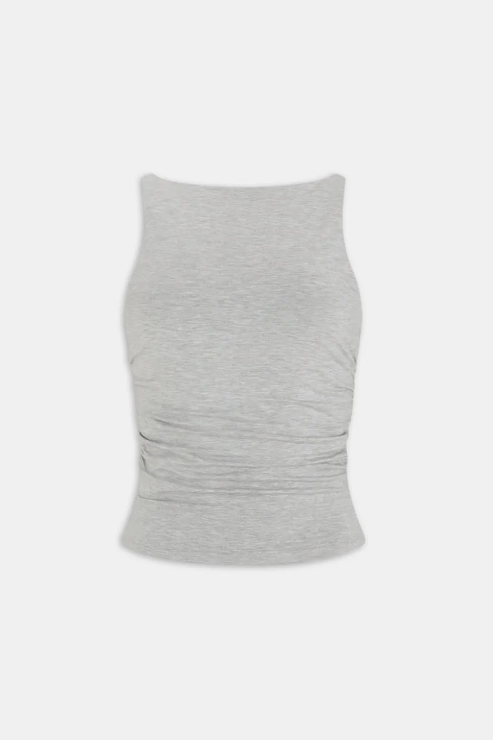 365 Ruched Side Boat Neck Top - Grey Marl