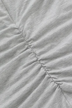 365 Ruched Side Boat Neck Top - Grey Marl