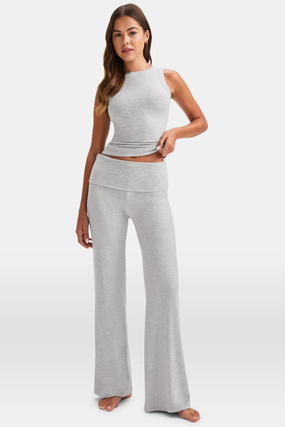 365 Sculpting Lounge Flared Trousers - Grey Marl