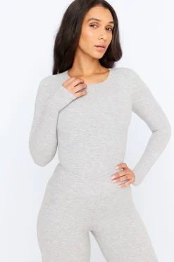 365 Sculpting Lounge Long Sleeve Bodysuit - Grey Marl