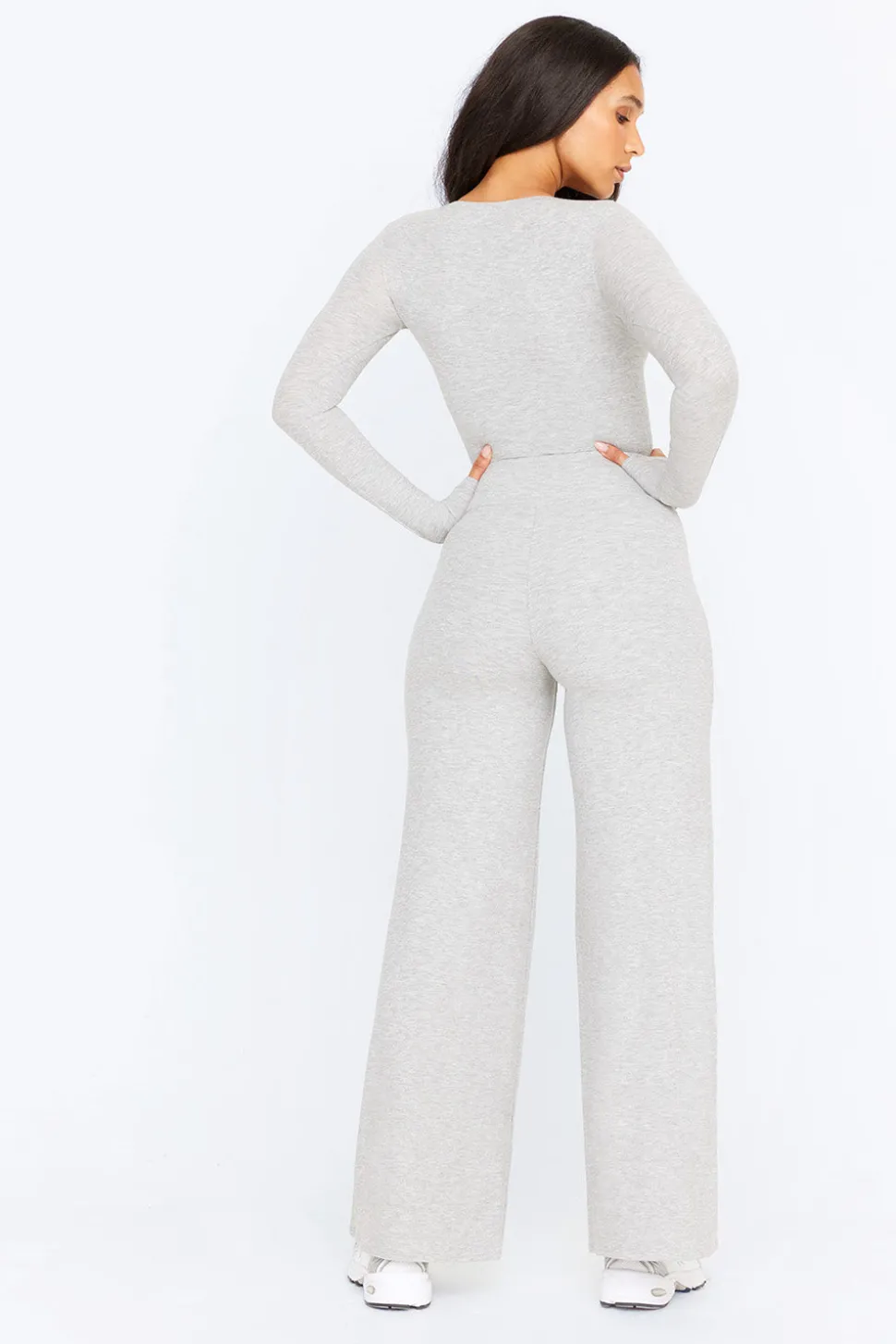 365 Sculpting Lounge Long Sleeve Bodysuit - Grey Marl