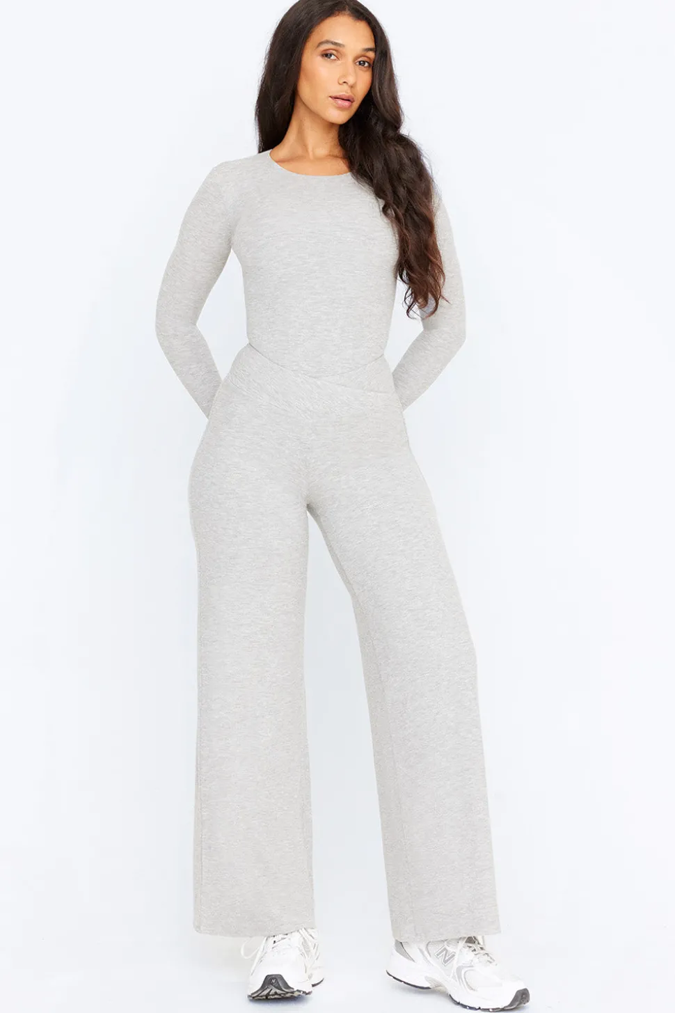 365 Sculpting Lounge Long Sleeve Bodysuit - Grey Marl