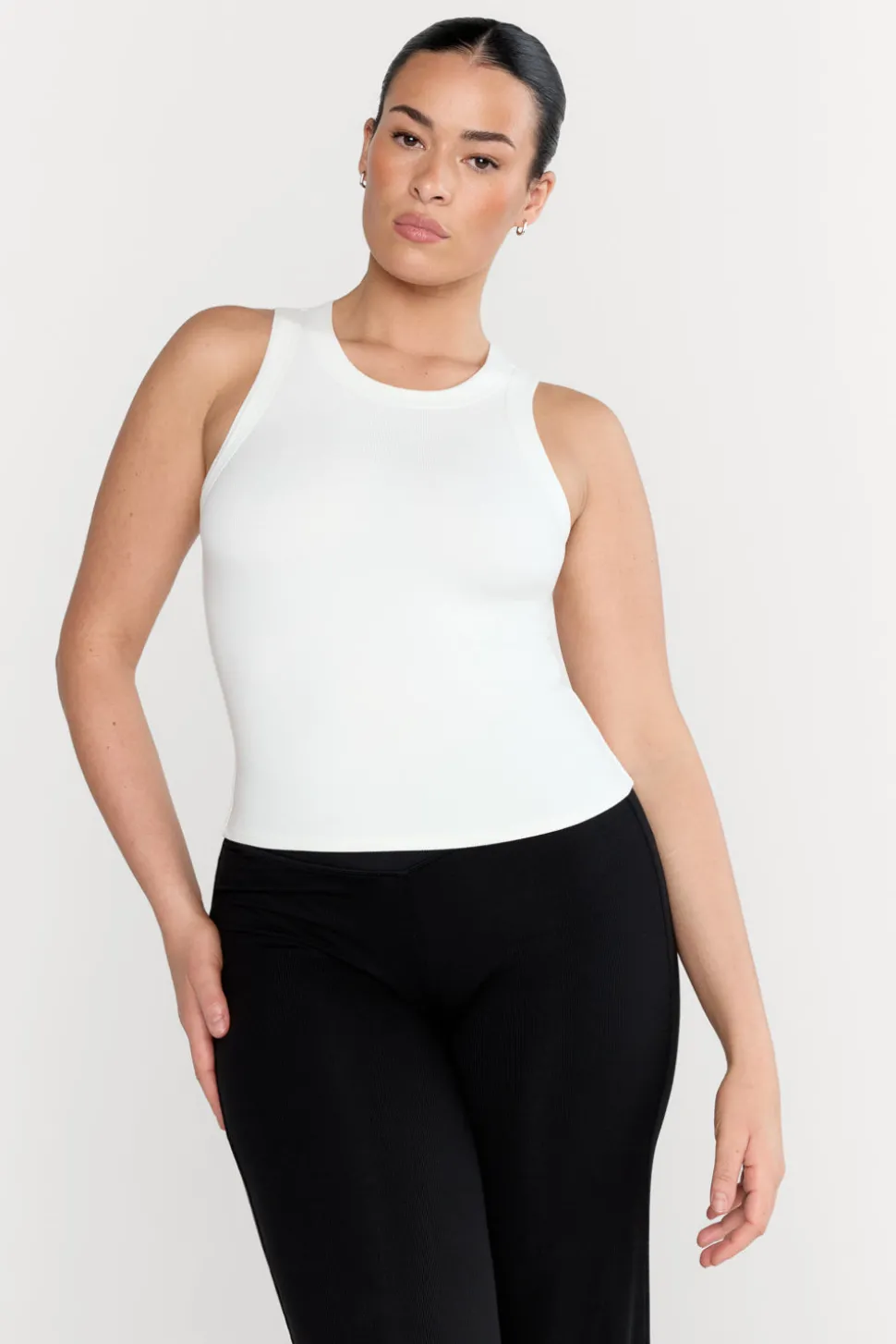 365 Sculpting Lounge Racer Tank - Coconut Milk