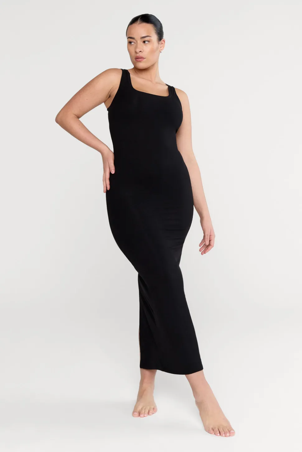365 Sculpting Lounge Square Neck Maxi Dress - Shadow Black
