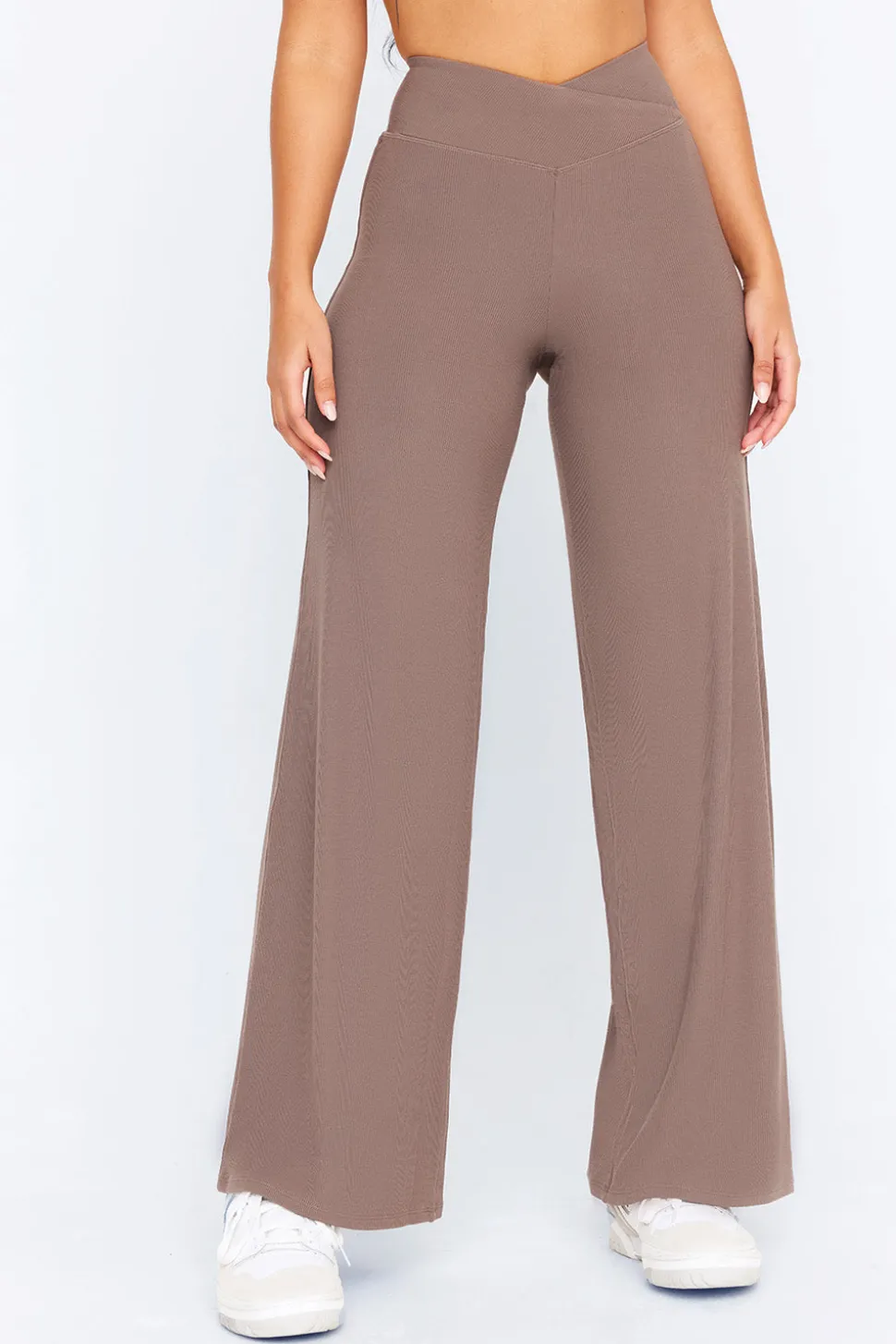 365 Sculpting Lounge Wrap Waist Wide Leg Trousers - Mocha