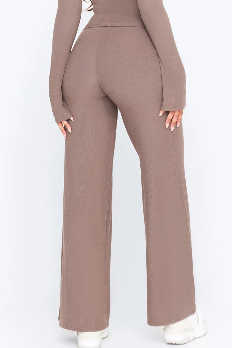 365 Sculpting Lounge Wrap Waist Wide Leg Trousers - Mocha