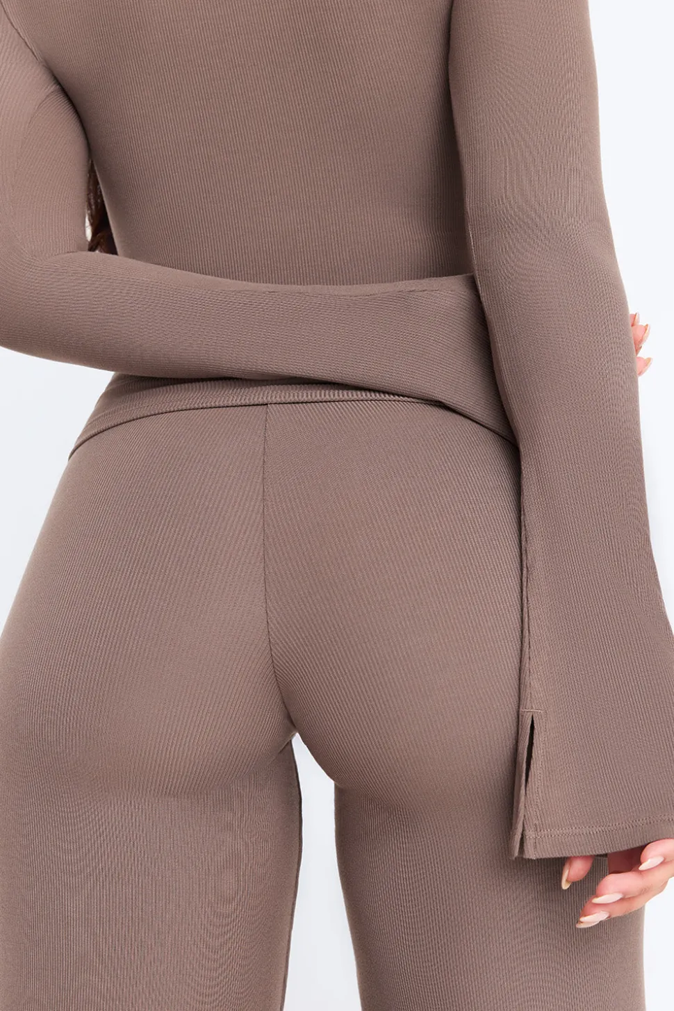 365 Sculpting Lounge Wrap Waist Wide Leg Trousers - Mocha