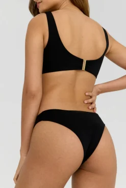 Aphrodite Plunge Neck Ring Bikini Top - Shadow Black