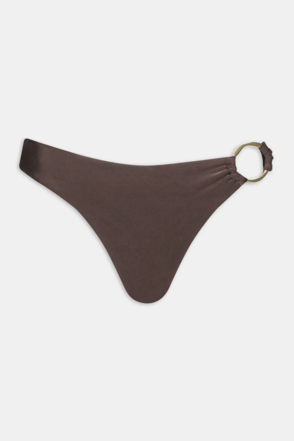 Asymmetric Gold Ring Bikini Bottom - Espresso