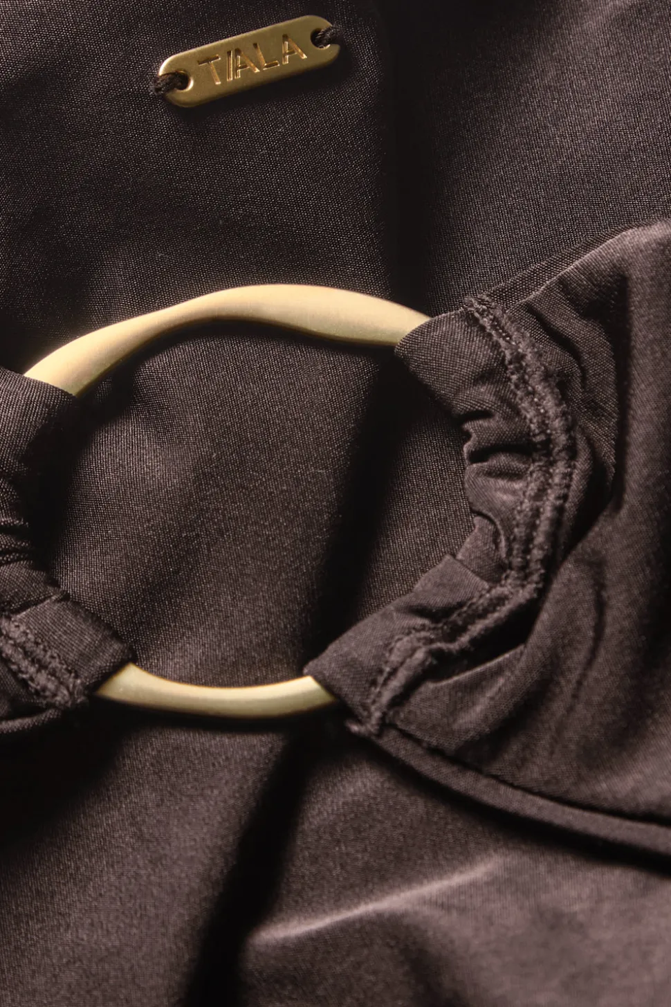 Asymmetric Gold Ring Bikini Bottom - Espresso