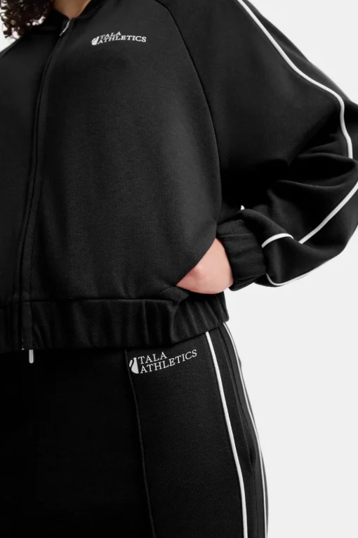 Contrast Piping Track Jacket - Shadow Black