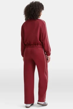 Contrast Piping Track Jacket - Vintage Red