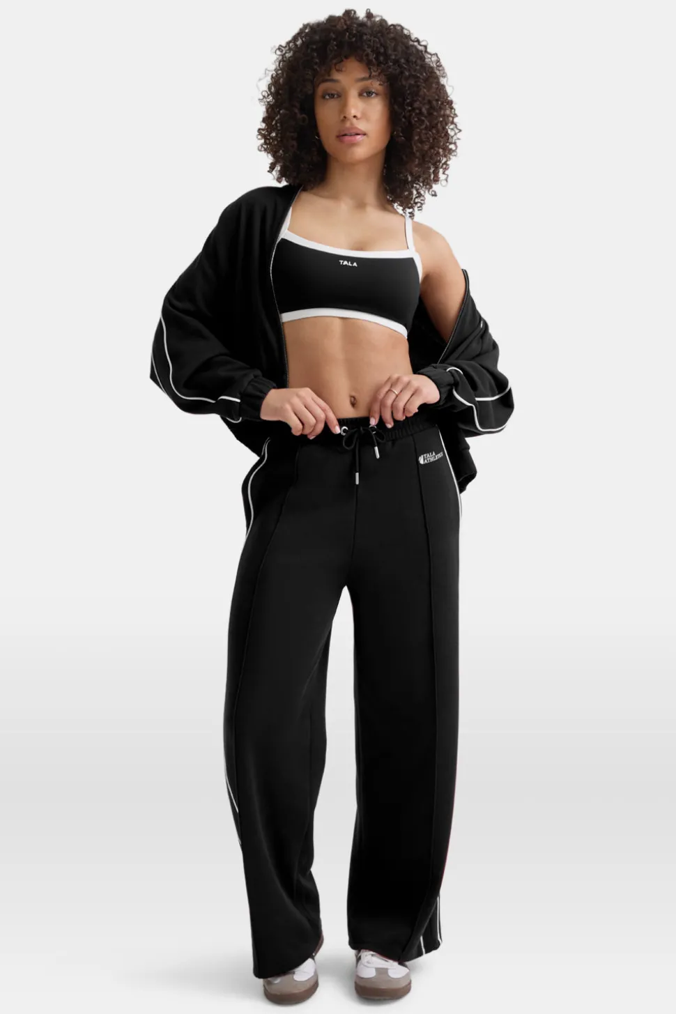 Contrast Piping Track Pant - Shadow Black