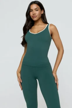 DayFlex Built-In Support Plunge Neck Vest - Hunter Green And Buttermilk