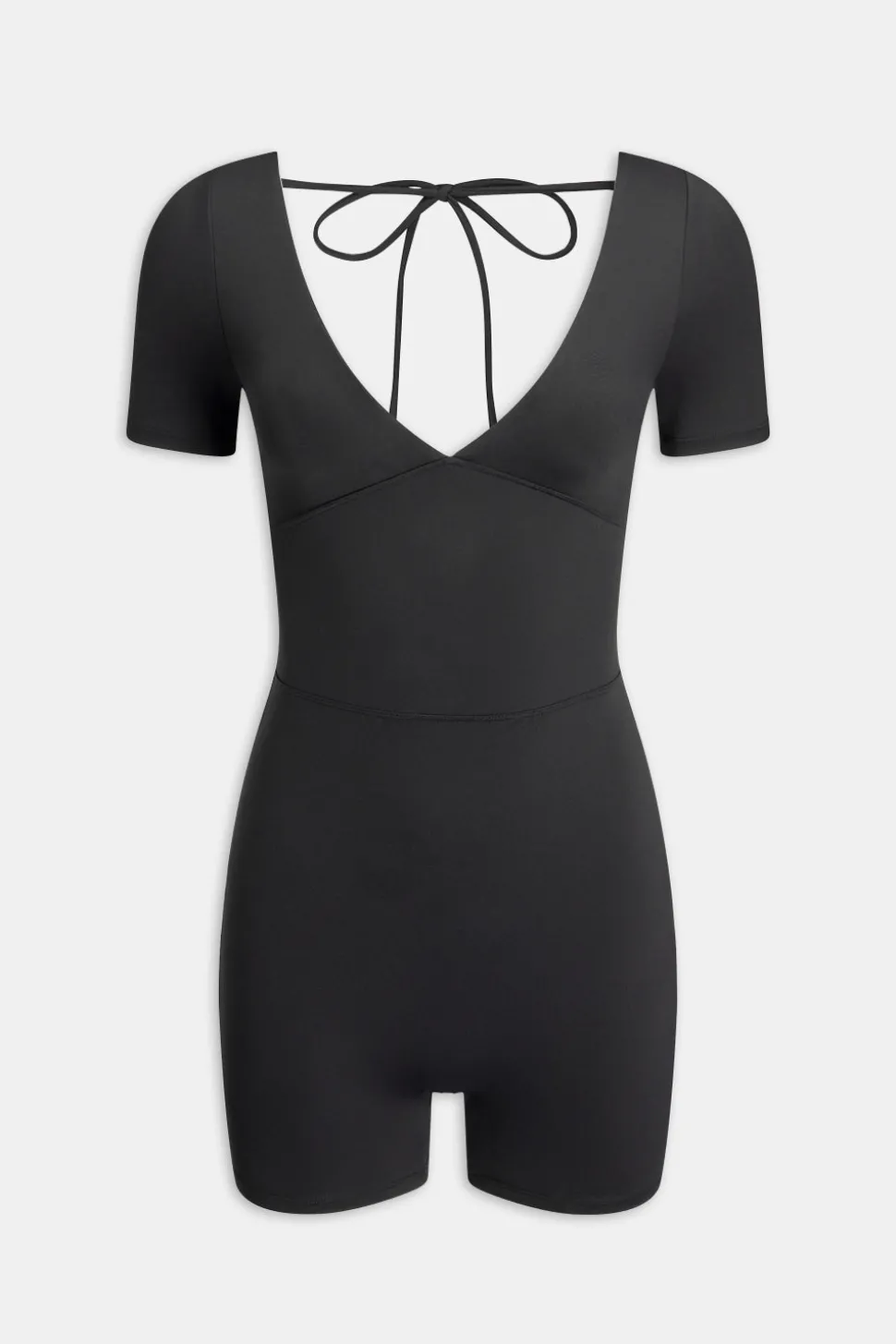 DayFlex Built-In Support Plunge Neck Tie Back Unitard - Shadow Black