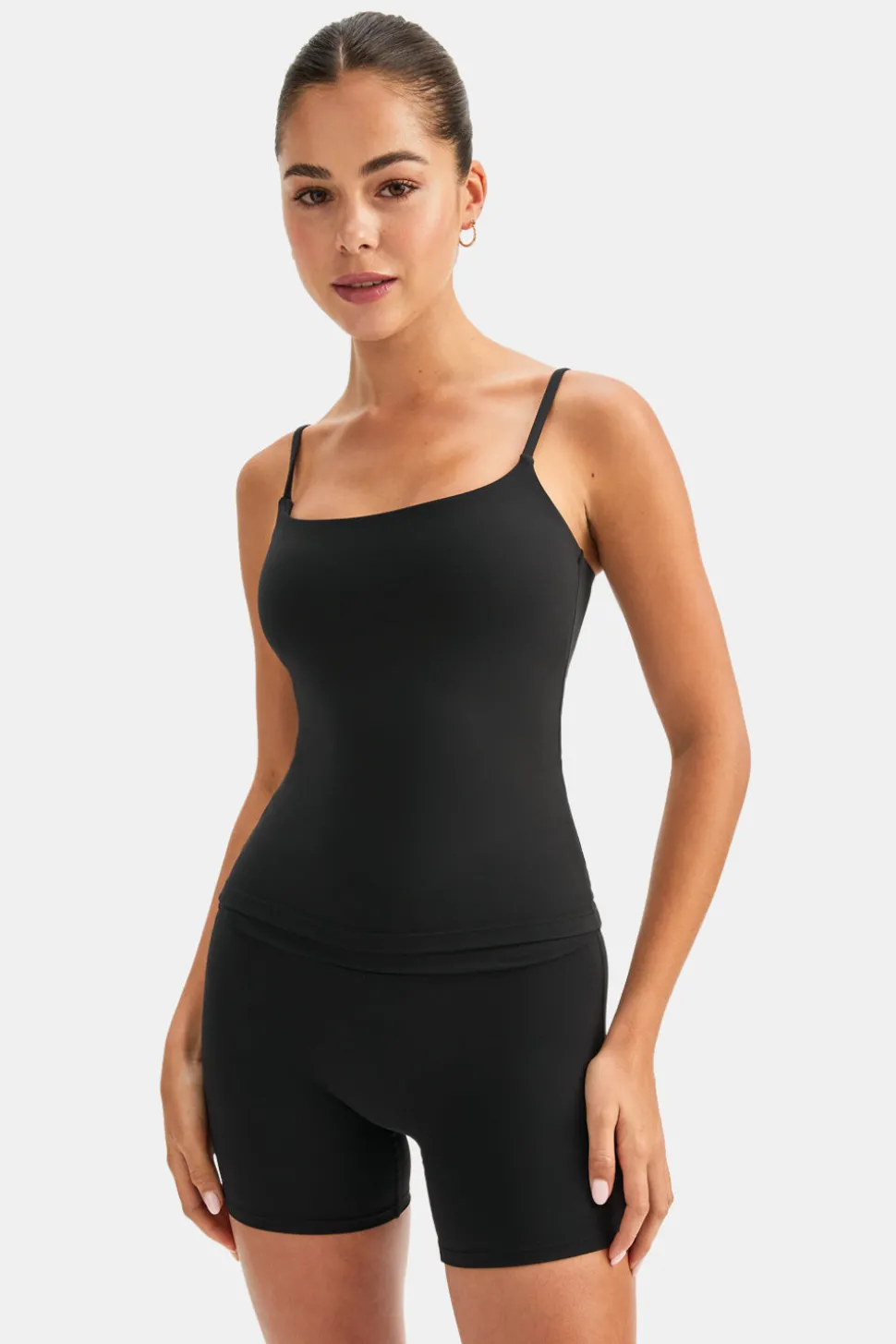 DayFlex Built-In Support Spaghetti Strap Full Length Cami Vest - Shadow Black