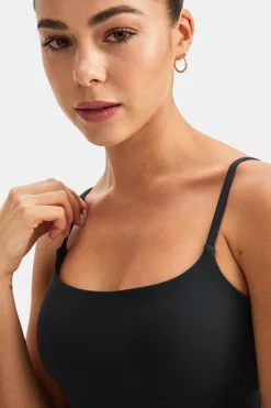 DayFlex Built-In Support Spaghetti Strap Full Length Cami Vest - Shadow Black