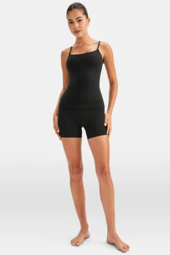 DayFlex Built-In Support Spaghetti Strap Full Length Cami Vest - Shadow Black