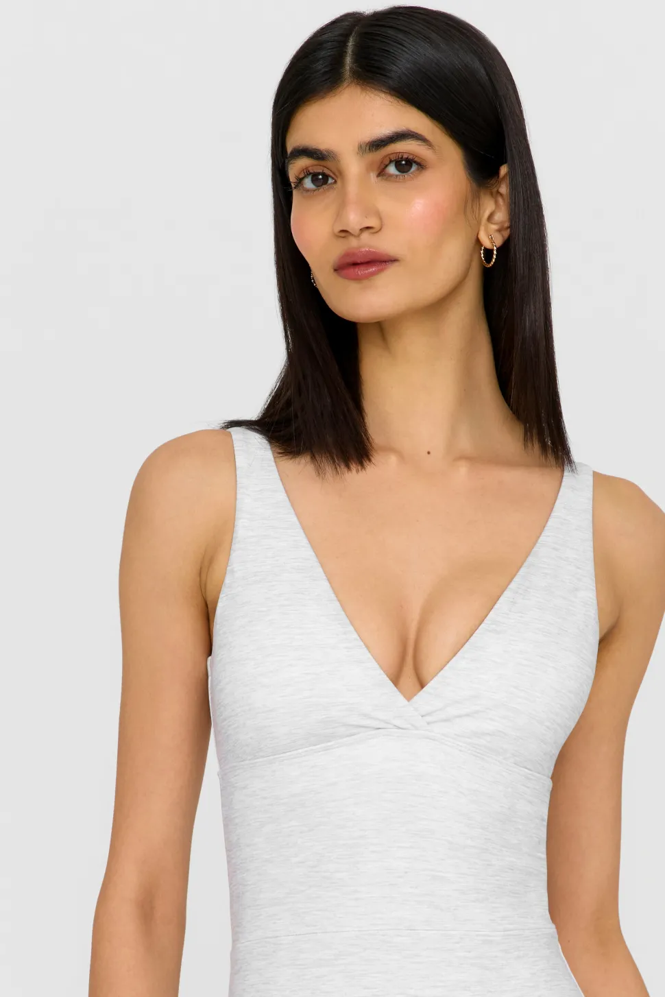 DayFlex Built-In Support V Neck Unitard - Grey Marl