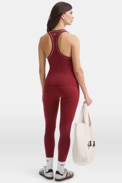 DayFlex Built-In Support V Neck Racer Vest - Vintage Red