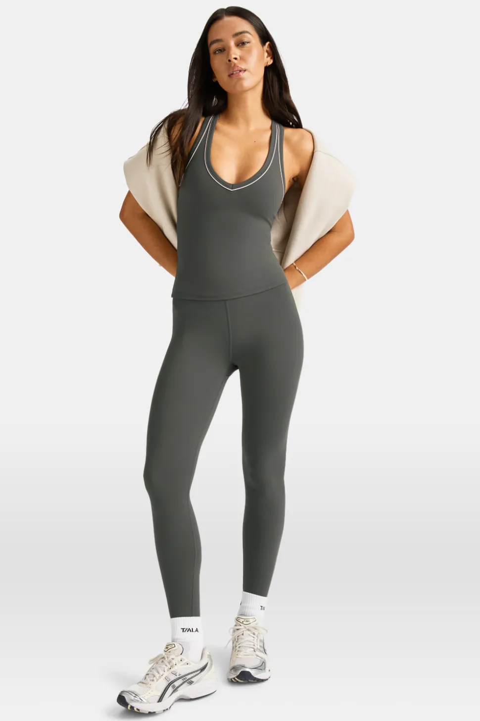 DayFlex Built-In Support V Neck Racer Vest - Dark Olive