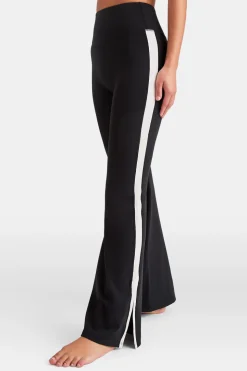 DayFlex Contrast Stripe Side Split Flared Yoga Pant No Front Seam - Shadow Black And Ivory