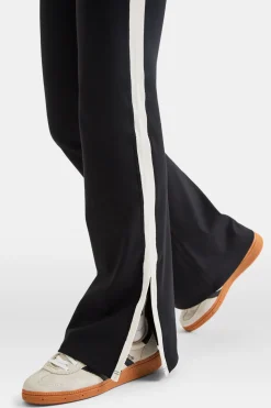 DayFlex Contrast Stripe Side Split Flared Yoga Pant No Front Seam - Shadow Black And Ivory