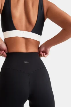 DayFlex Contrast Stripe Side Split Flared Yoga Pant No Front Seam - Shadow Black And Ivory