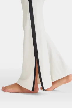 DayFlex Contrast Stripe Side Split Flared Yoga Pant No Front Seam - Ivory And Shadow Black