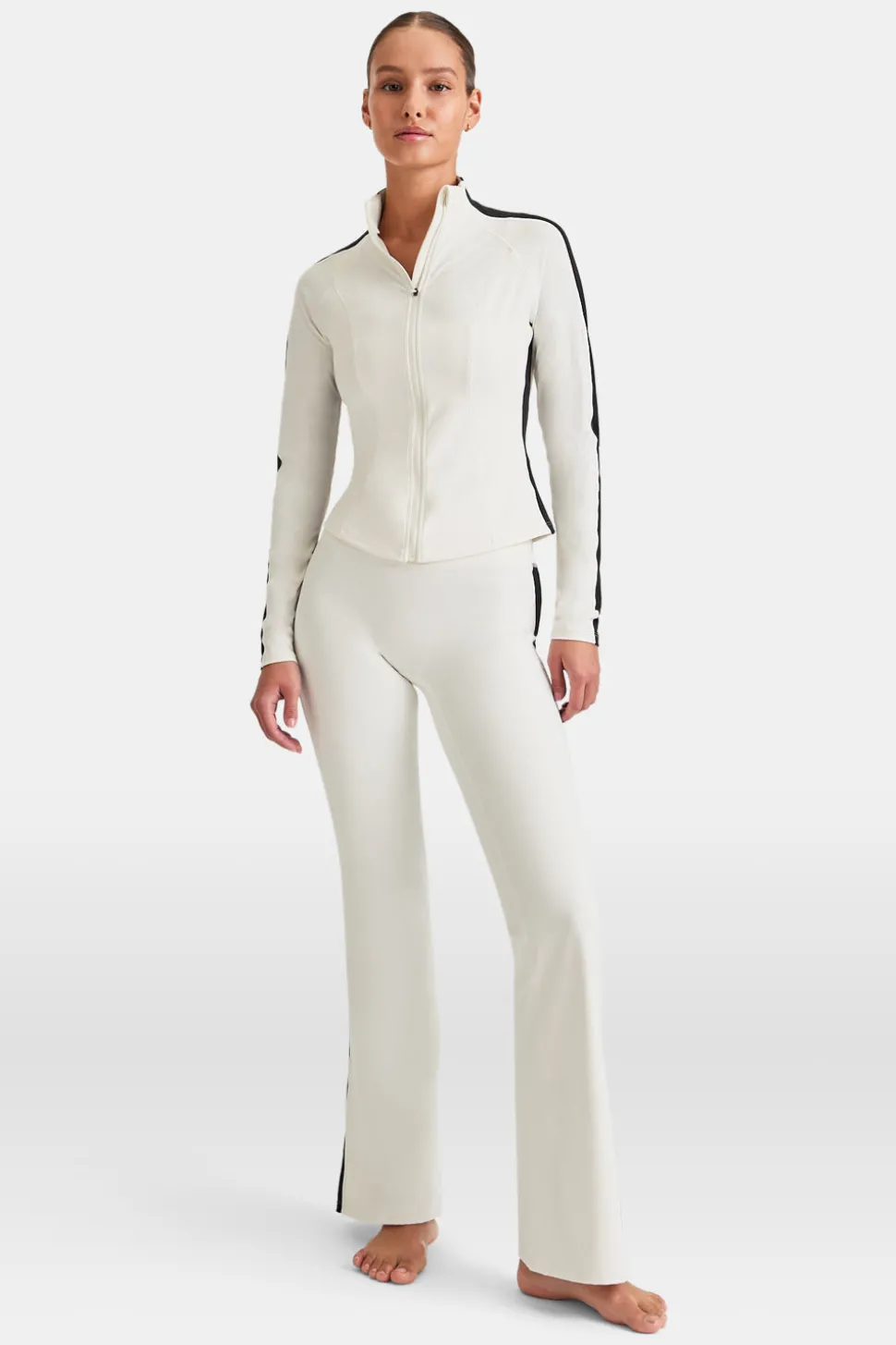 DayFlex Contrast Stripe Zip Through Jacket - Ivory And Shadow Black