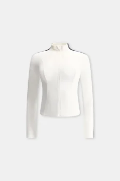 DayFlex Contrast Stripe Zip Through Jacket - Ivory And Shadow Black