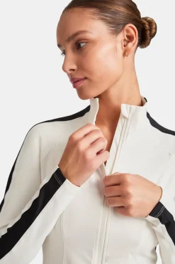 DayFlex Contrast Stripe Zip Through Jacket - Ivory And Shadow Black
